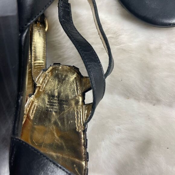 Arturo Chiang Leather black ankle straps wedge sandals SZ10M - Picture 12 of 12